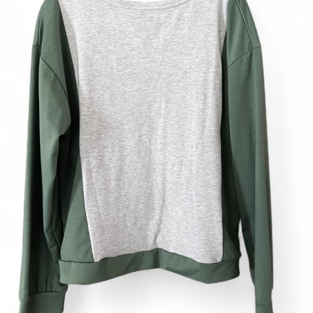 Upcycled Green & Gray Graphic Plant Sweatshirt/L-XL - Picture 2 of 4